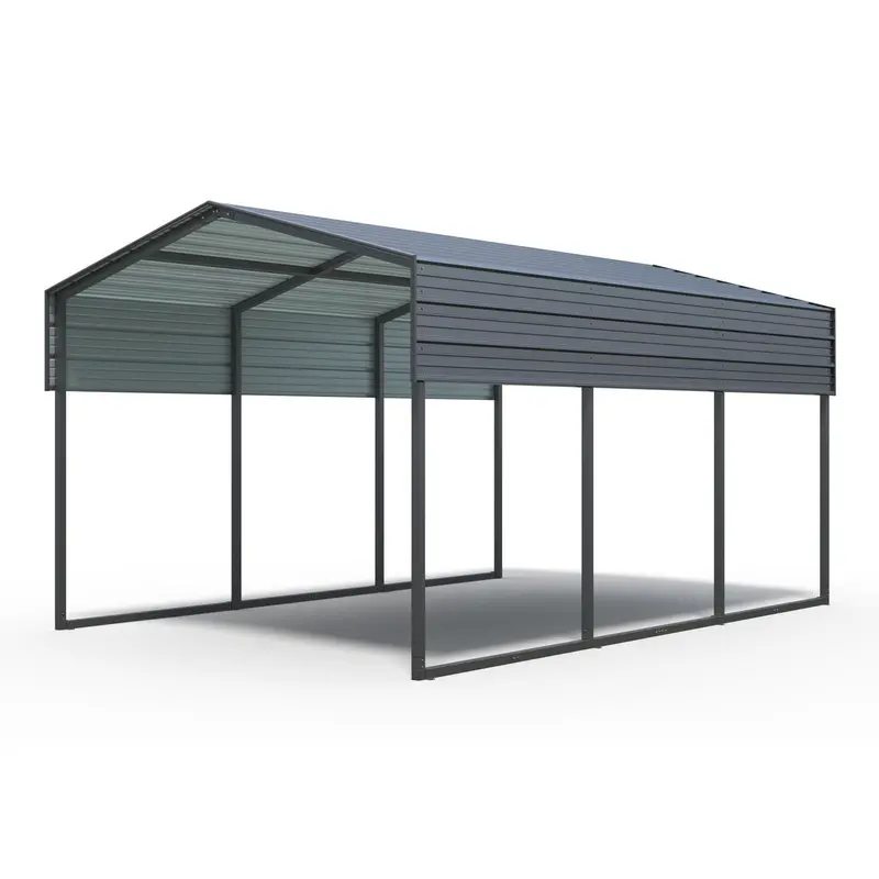 10 Ft X 15 Ft Heavy-Duty Steel Carport Canopy – Charcoal Outdoor Garage For Cars & Trucks 1