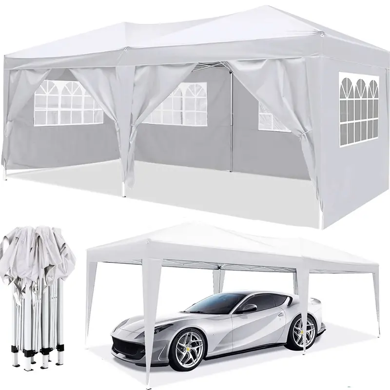 10' X 20' Ez Pop-Up Canopy Tent With 6 Removable Sidewalls & Accessories 1