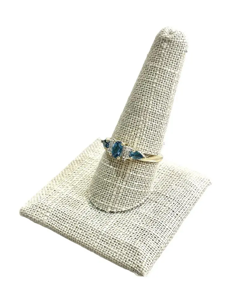 10K Yellow Gold Pear-Shaped Blue Topaz Ring 1