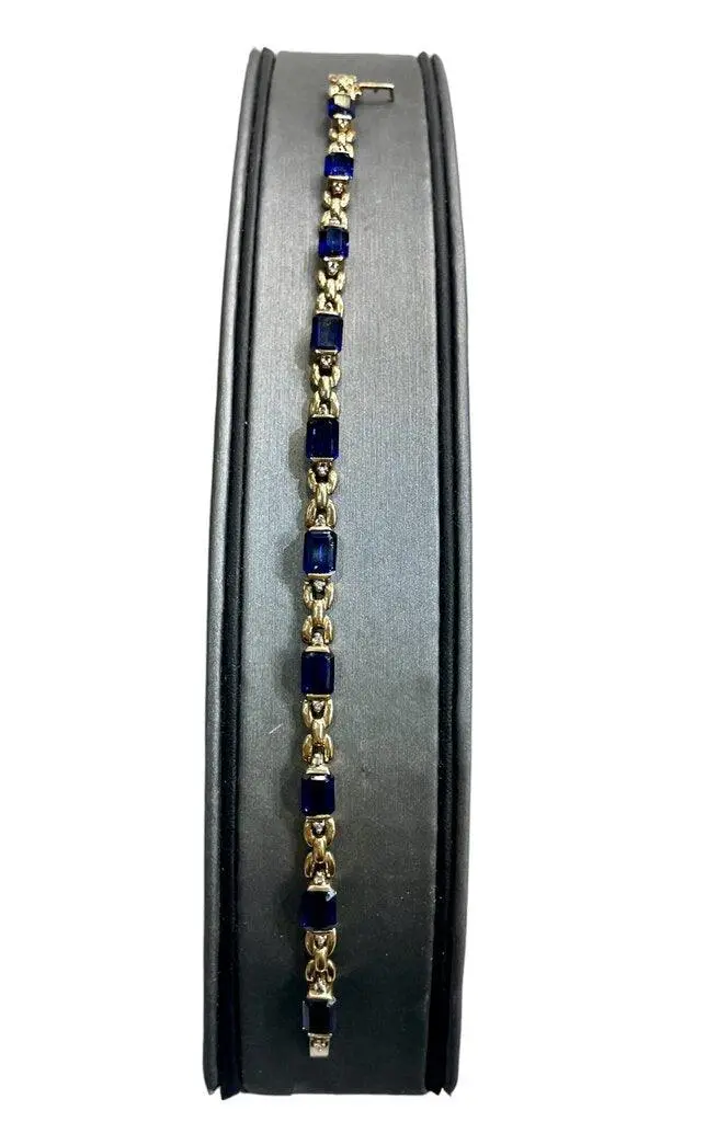 10K Yellow Gold Sapphire Tennis Bracelet 1