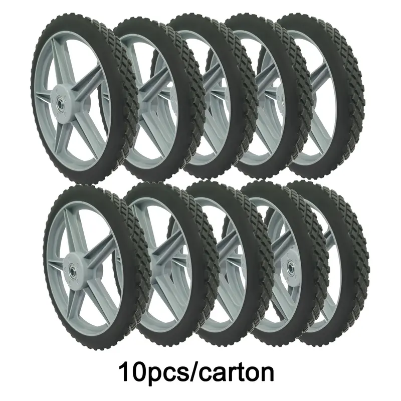 12-Inch Spoked Plastic Wheel And Tire Set – 10-Pack For Lawn Mowers And Carts (Black) 1