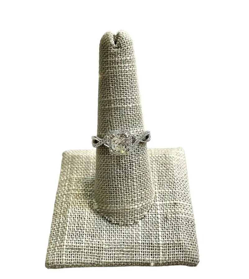 14K White Gold 1.20Ct Cushion-Cut Diamond Halo Ring 1