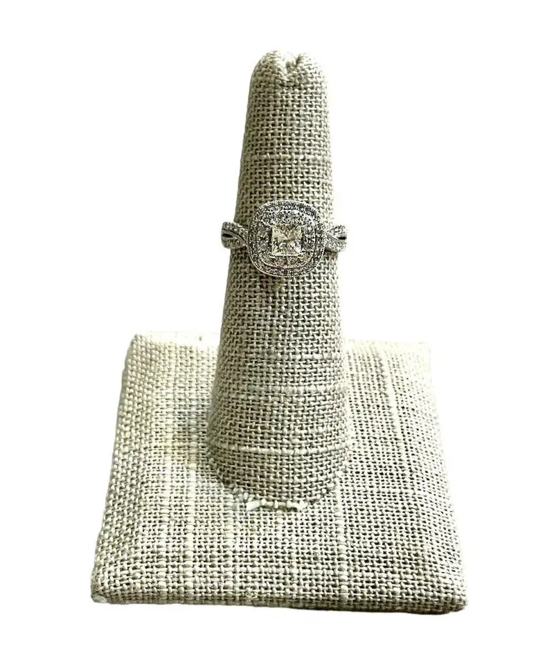 14K White Gold 1/3Ct Diamond Halo Ring – 7/8 Inch Band Width 1