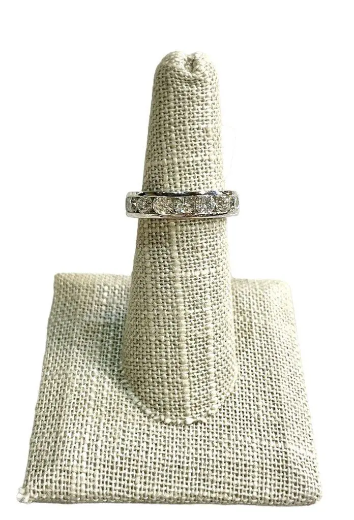 14K White Gold Anniversary Band Featuring 1.5 Carats Total Weight Diamonds, Size 5.5 1