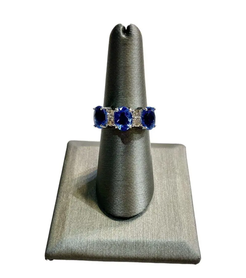 14K White Gold Blue Fluorite Ring With Diamond Accents (Includes Certification) 1