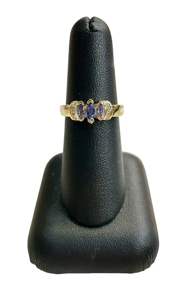 14K Yellow Gold Three-Stone Marquise Sapphire Ring 1
