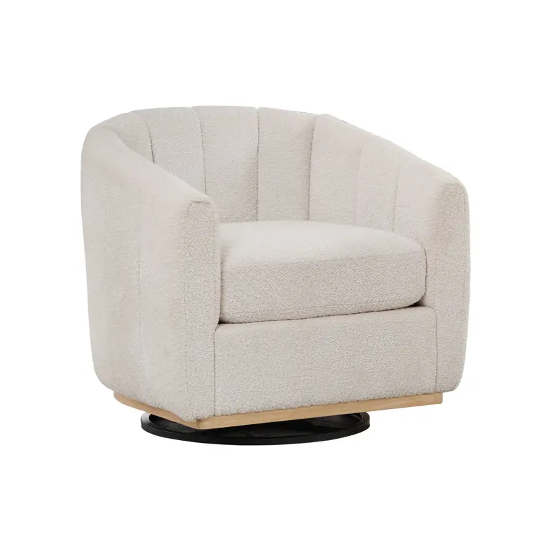 360-Degree Swivel Barrel Armchair In Ivory Upholstery For Contemporary Living Spaces 1