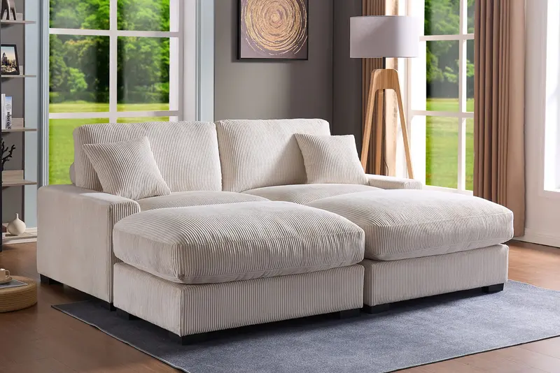 4-Seater Oversized Sectional Sofa – Includes Two Ottomans And Accent Pillows 1
