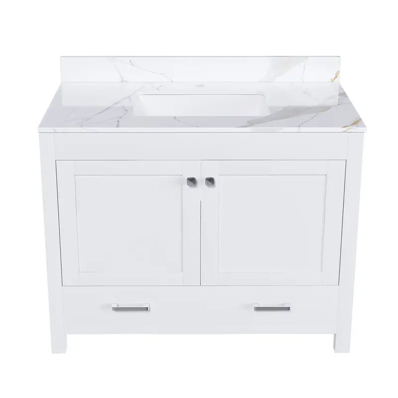 43-Inch White Multi-Functional Bathroom Vanity With Cabinet And Drawer 1