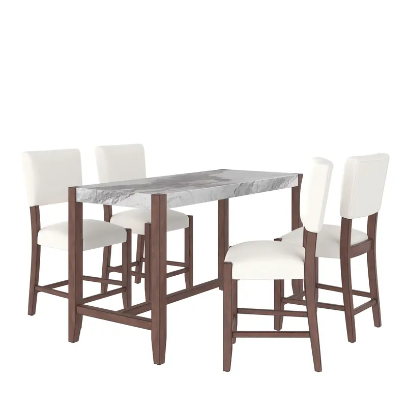 5-Piece Counter-Height Dining Set: Bar Table + 4 Padded Chairs 2