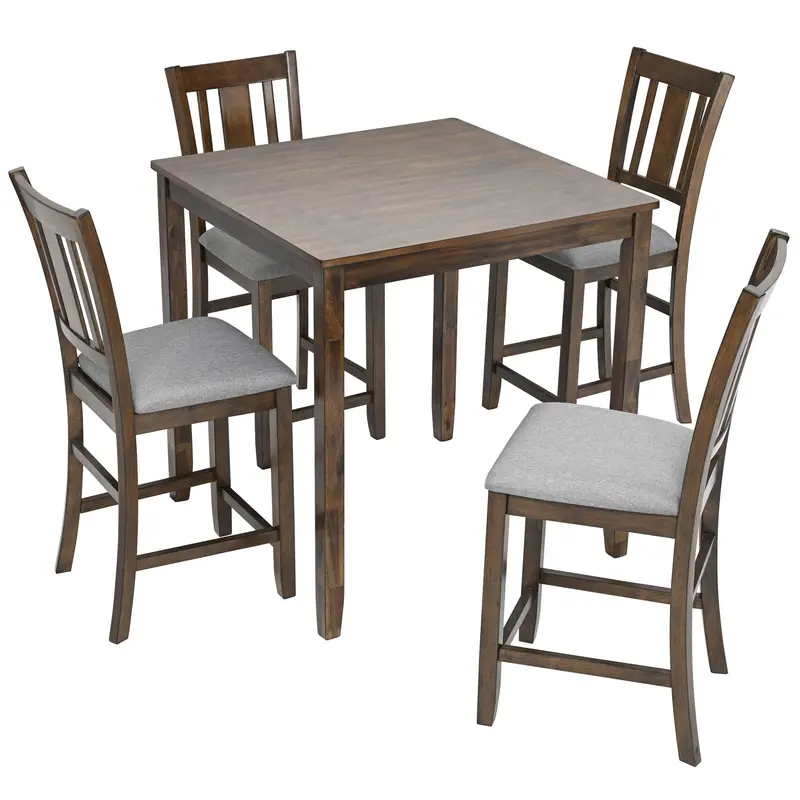 5-Piece Counter-Height Kitchen Dining Set – Square Table & 4 Upholstered Chairs 1