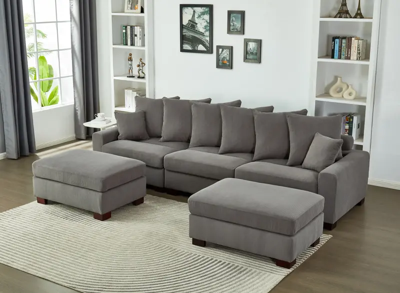 5-Seat Oversized L-Shaped Convertible Couch – U-Shape Modular Sofa Bed 2