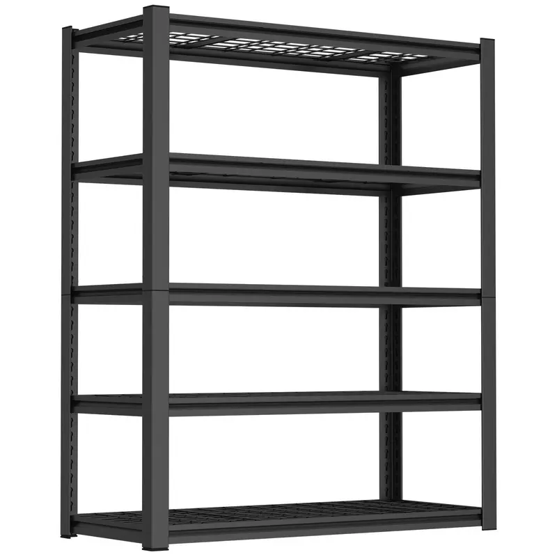 5-Tier Adjustable Garage Storage Rack – Industrial-Strength Black Shelving Unit 1