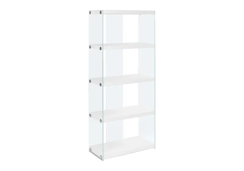 5-Tier Glossy Glass Bookshelf – Clean White Etagerè 1