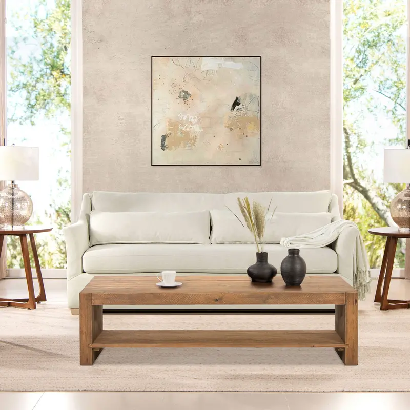 Ada Flared-Arm Contemporary Sofa With Lumbar Support Pillows – Flax White 1