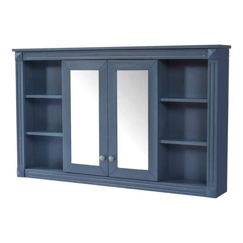 Adjustable Wall-Mounted Mirror Cabinet With Open Shelving 1