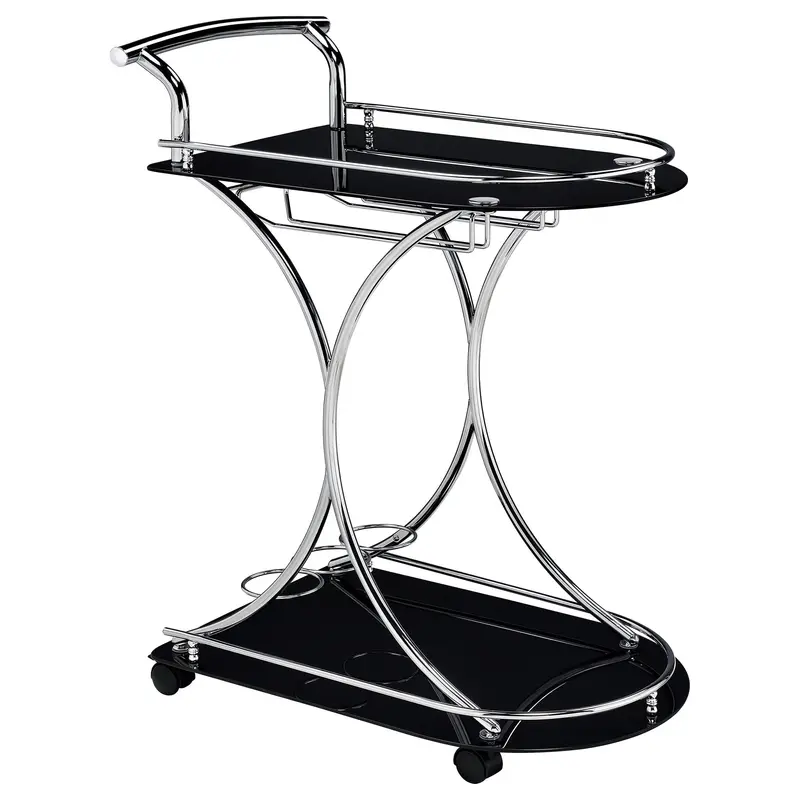 Allen 2-Tier Rolling Bar Cart With Metal Accents 1