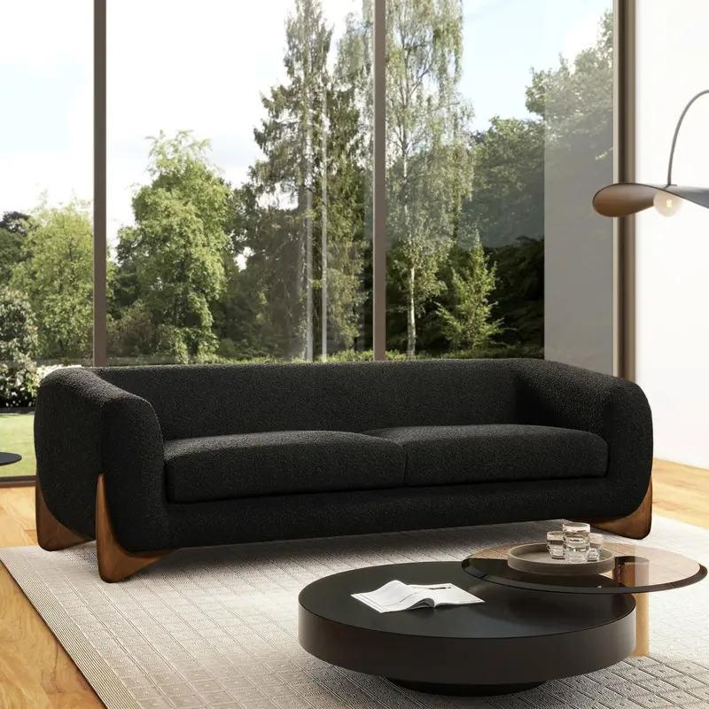 Alpine Sherpa Upholstered Sofa With Plush Textured Finish 1