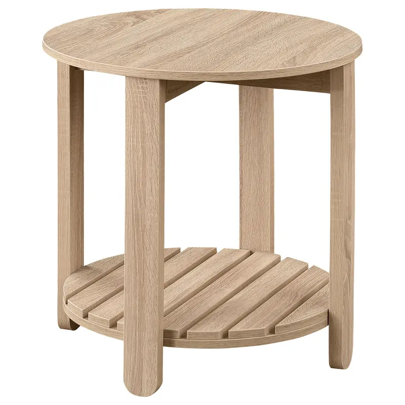 Altos Minimalist Round Accent Table With Single Shelf 1