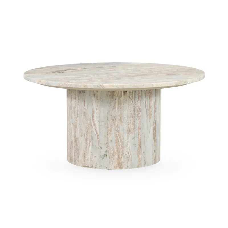 Amberly Rustic Gray Marble Round Coffee Table 1