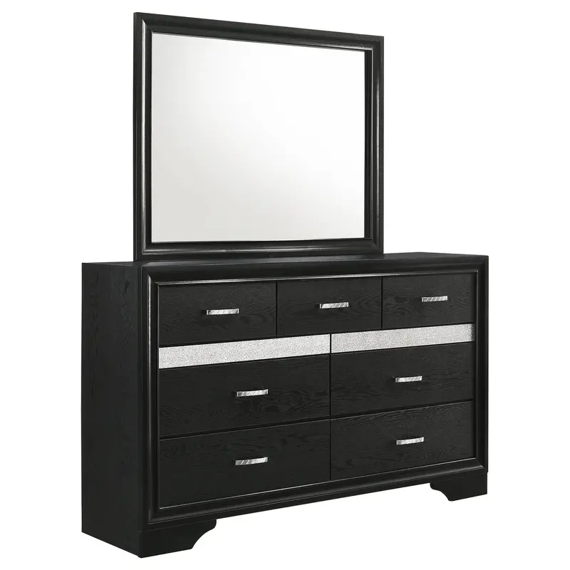 Annie Black 7-Drawer Dresser With Integrated Mirror 1