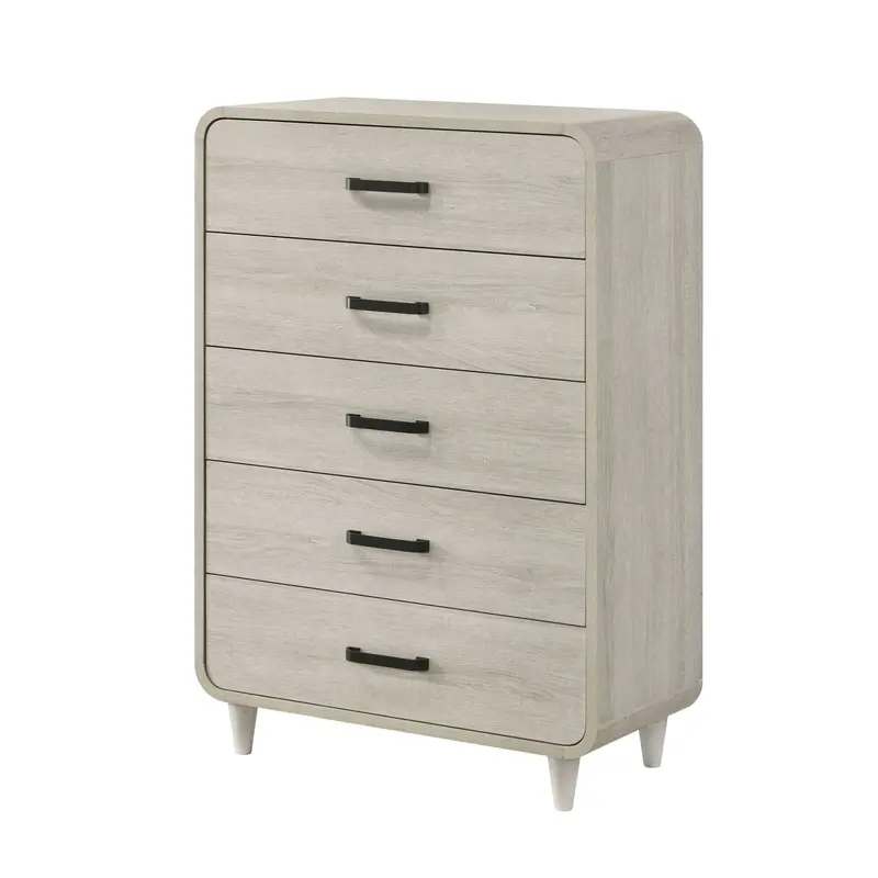 Antique-White 5-Drawer Tall Storage Chest 1