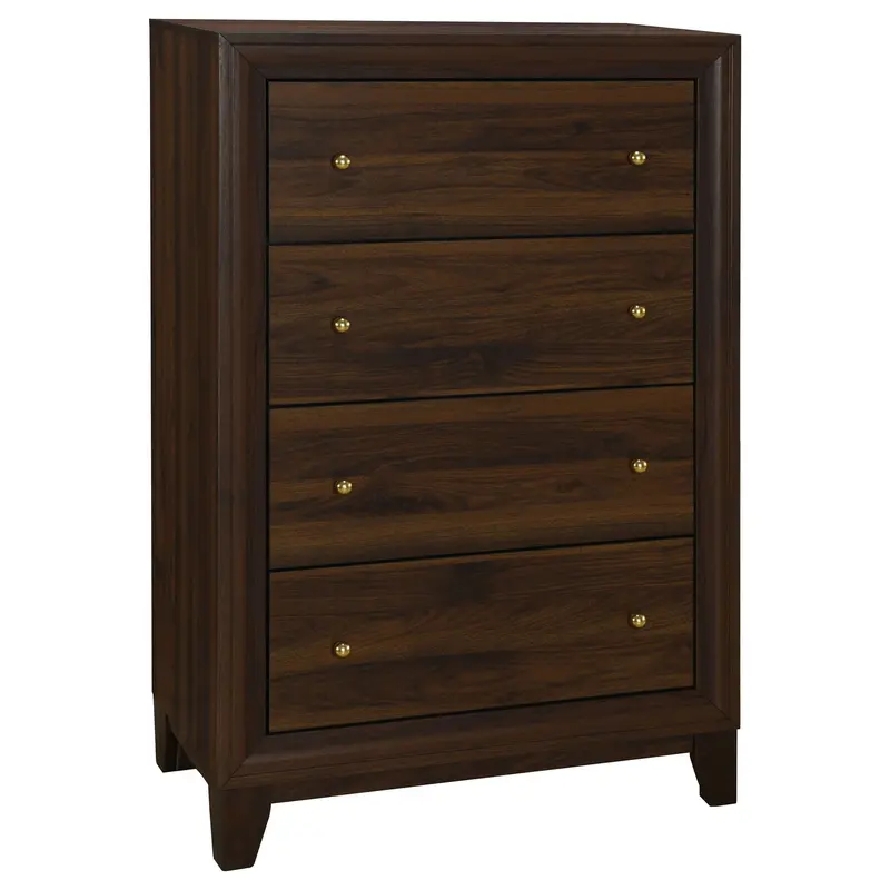 Anza Chest: Stylish Walnut 4-Drawer Storage Solution For Bedrooms Or Offices 1