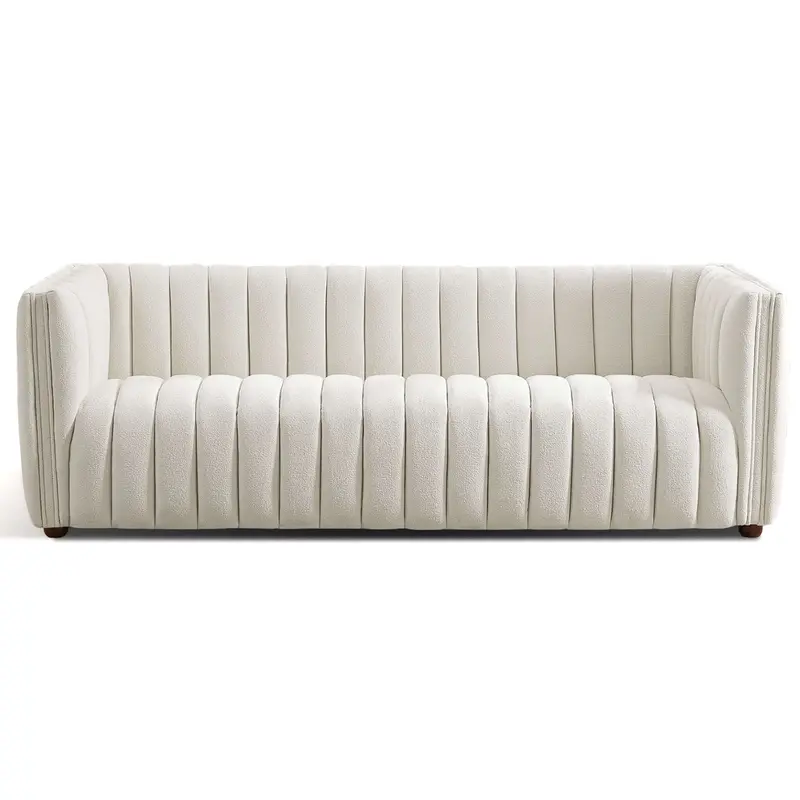April Bouclé Tight-Back Mid-Century Lounge Couch 1