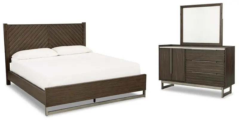Arkenton King Panel Bed With Matching Mirrored Dresser 1
