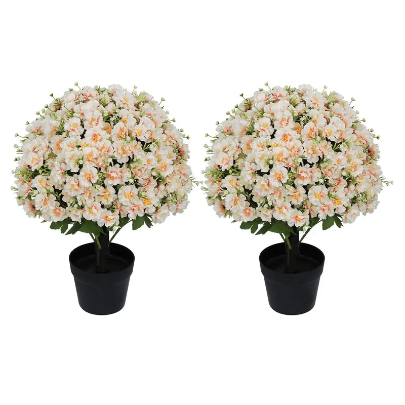 Artificial Snow Lotus Potted Plant With Lifelike Petals For Indoor Or Outdoor Decor – White & Pink 1