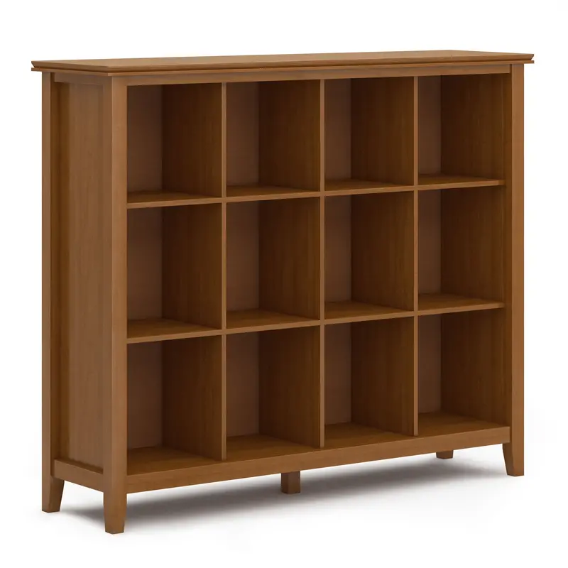 Artisan 12-Cube Storage Unit In Warm Honey Brown With Mix Of Open And Closed Compartments 1
