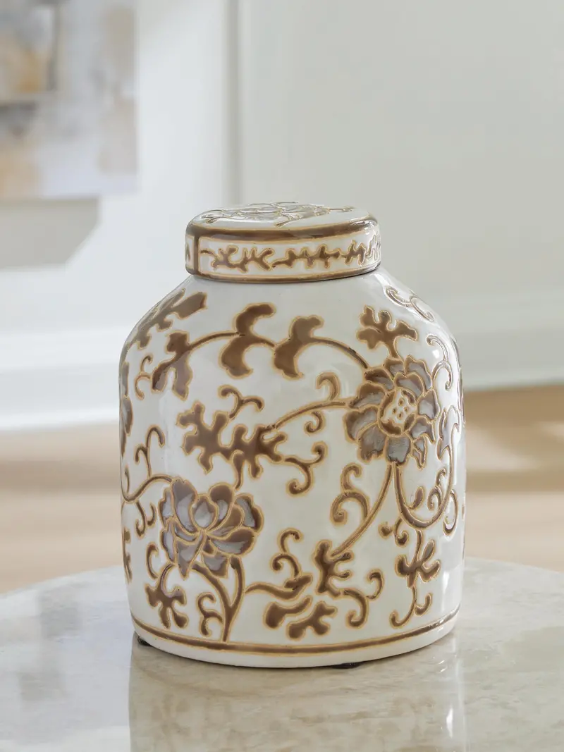 Ashley Express Adalham Ceramic Table Jar – Decorative Home Accessory 1