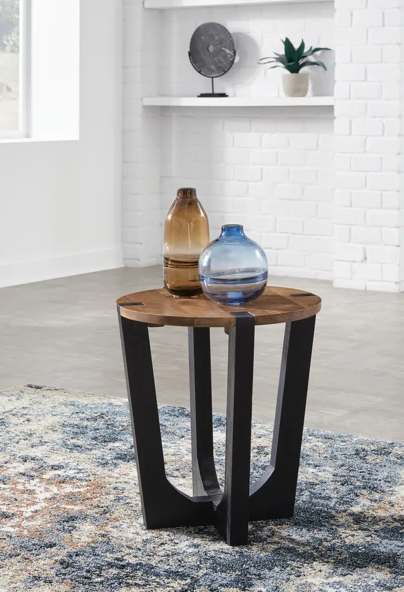 Ashley Express Hanneforth Curved Round End Table 1