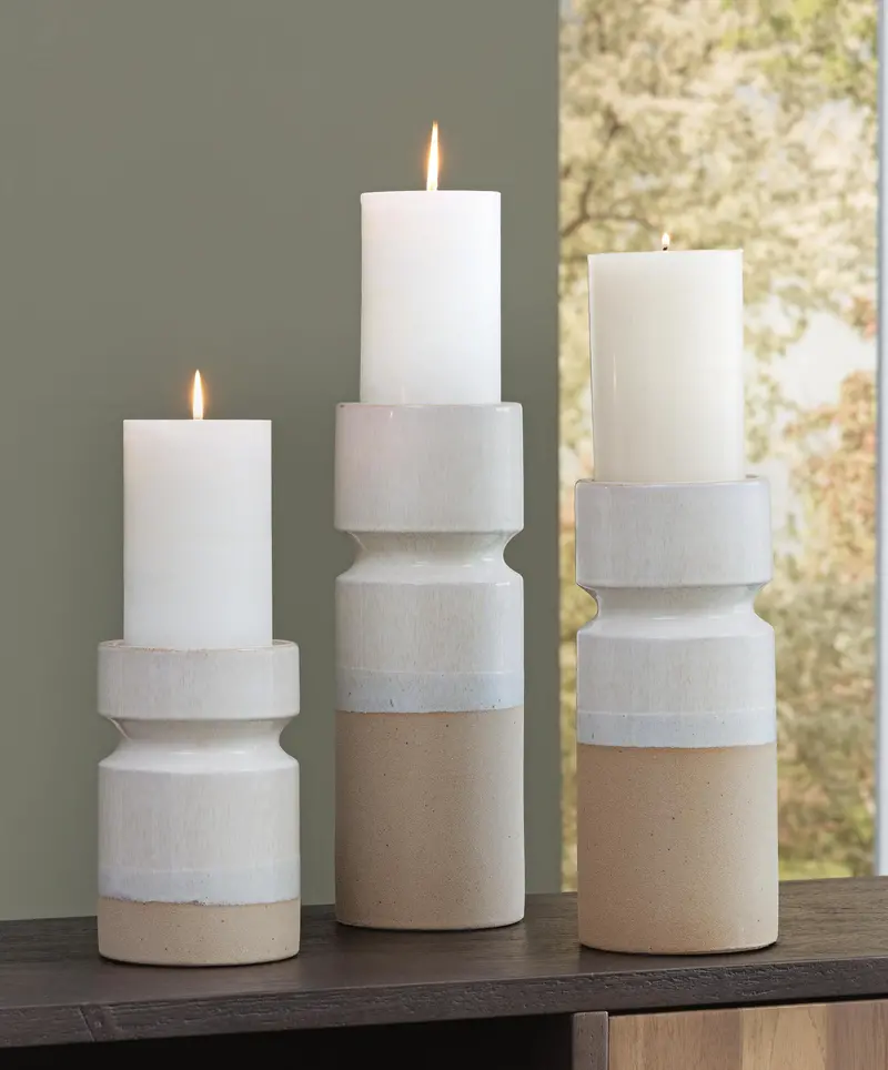 Ashley Express Hurston Ceramic Candle Holder Set (3-Pack) 1
