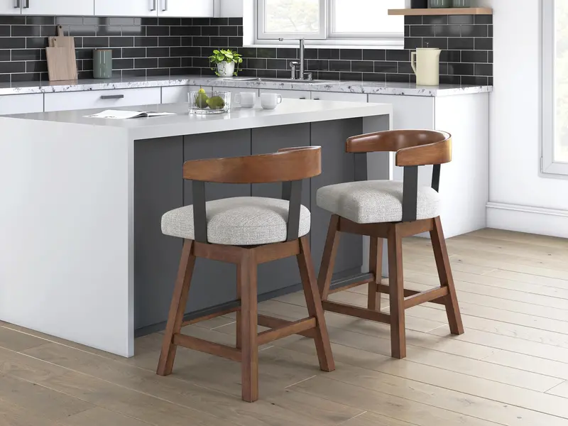 Ashley Express Ralene Swivel Barstool – Upholstered, 2-Pack 1