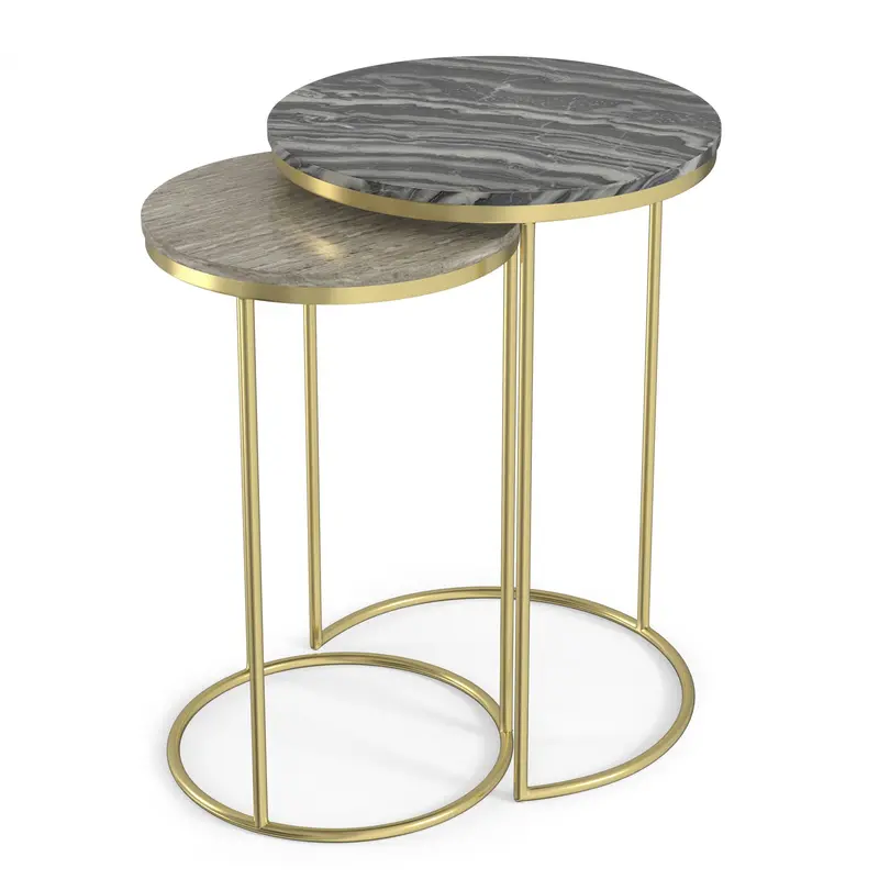 Ashley Nesting Table Set – Two-Piece Gold-Finished Accent Pair 1