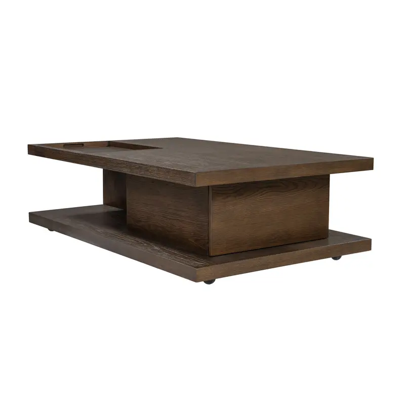 Athens Chocolate Brown Rolling Rectangular Coffee Table 1