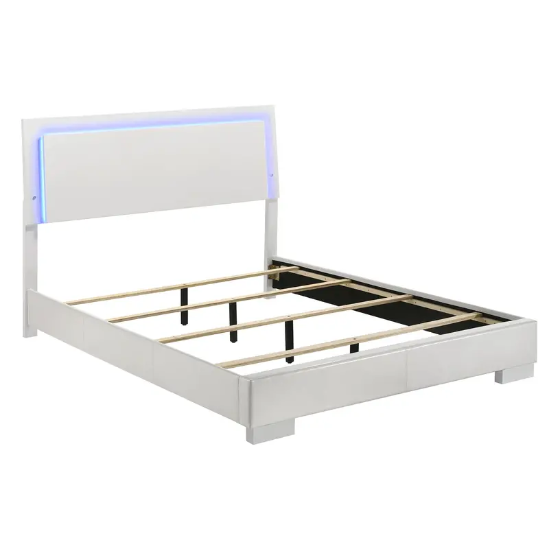 August White 6-Piece Queen Panel Bedroom Set With Integrated Led Lighting 1