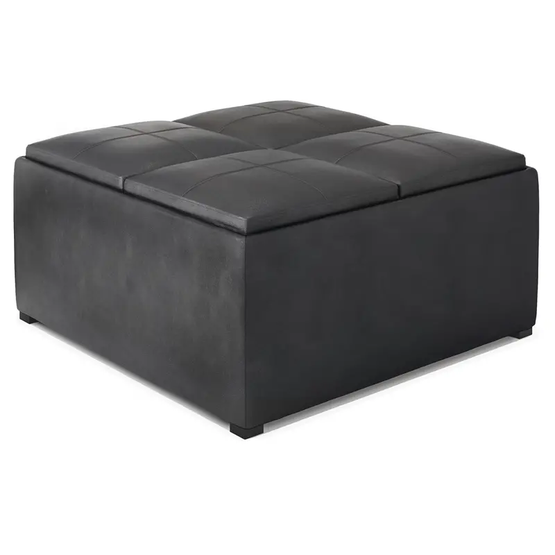 Avalon Upholstered Square Coffee Table With Hidden Storage Ottoman 2