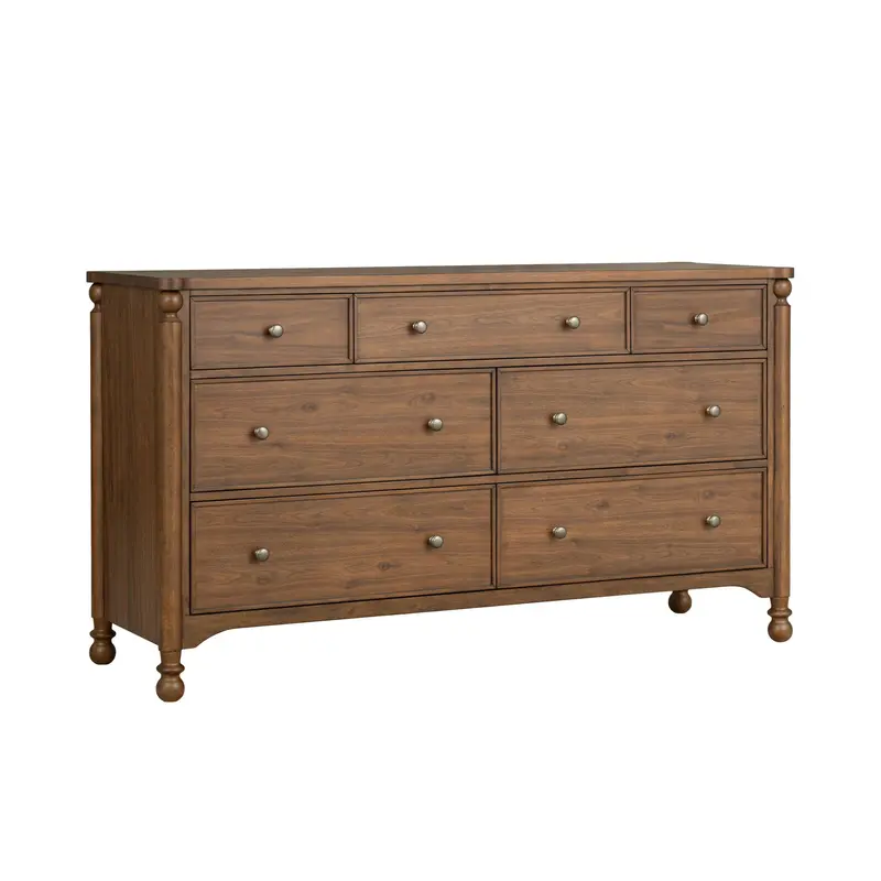 Azalea Walnut Dresser – Six-Drawer Storage Unit With Warm Wood Grain Finish 1