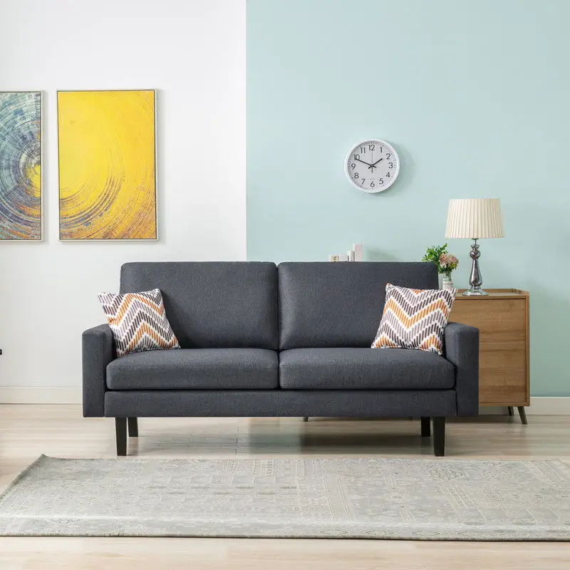 Bahamas Minimalist Two-Seater Sofa With Decorative Throw Pillows 3