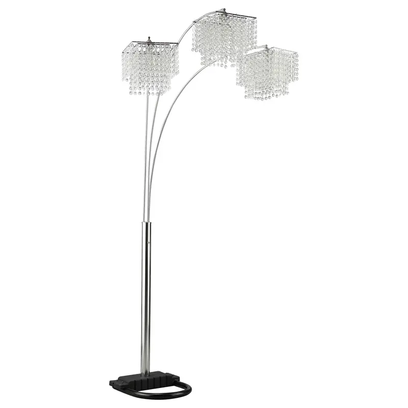 Bali Shores Chrome Hanging Crystal Arc Floor Lamp 1