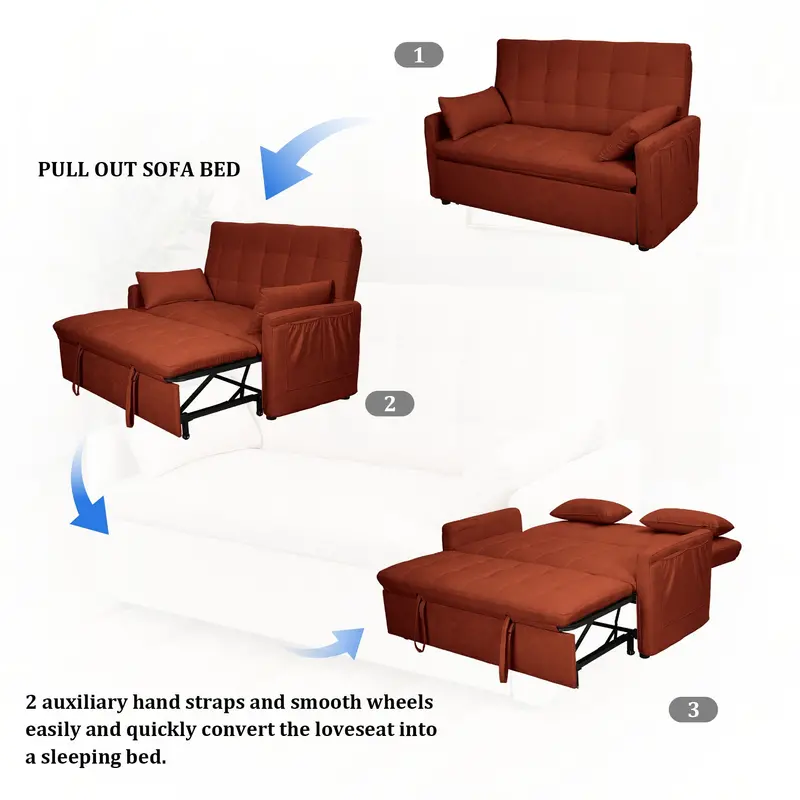 Balus Convertible Sofa Bed With Built-In Storage Pockets 1