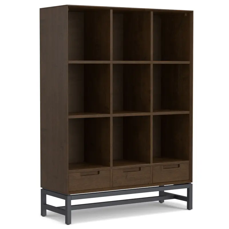 Banting 9-Cube Modular Bookcase With Integrated Drawers In Walnut Brown 1