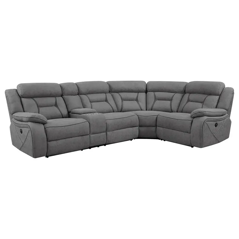 Barton Gray Power-Reclining Upholstered Sectional Sofa 1