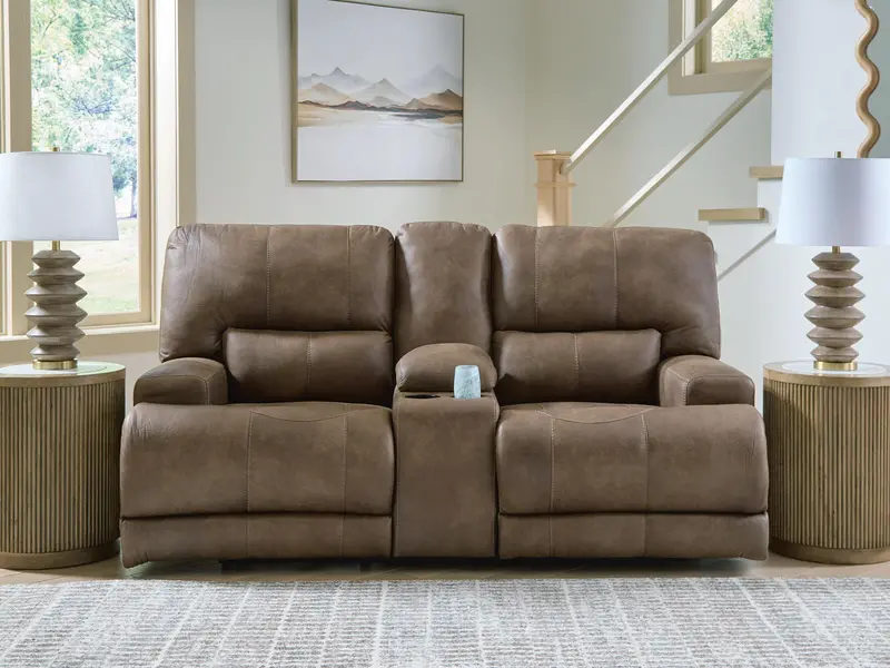 Beckley Place Power Reclining Loveseat With Console & Adjustable Headrest 1
