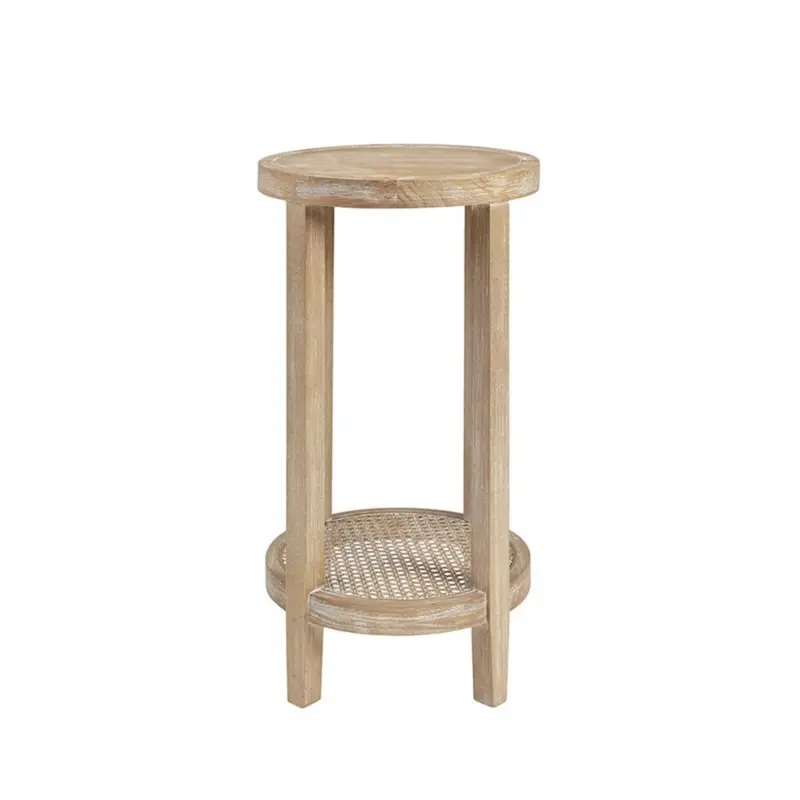 Bedford Reclaimed Wheat Round Accent Side Table 1