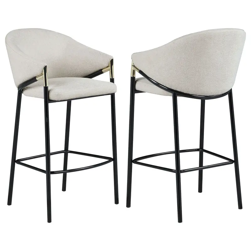 Beige Sloped-Arm Bar Stools – Set Of 2 1