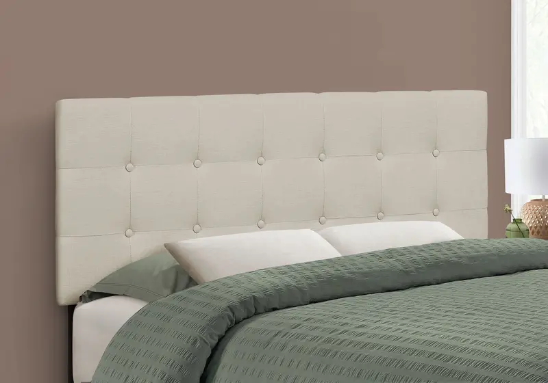 Beige Upholstered Transitional Full Headboard – Clean-Line Design 1