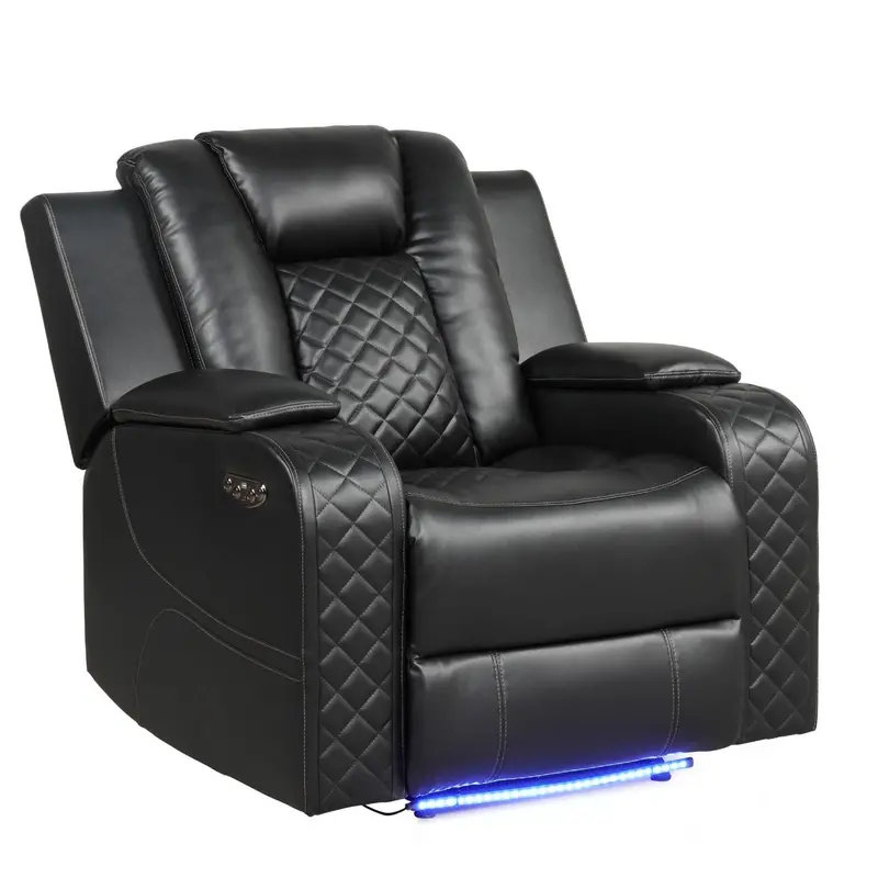 Benz Single Power Recliner Chair With Customizable Headrest And Led Trim 1